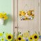 Sunflower Welcome Wood Door Hanger Wooden Gnome Sign Farmhouse Wall Porch Art Summer Fall Front Door Wreath Hanging for Bedroom Living Room Indoor Outdoor Kitchen Home Decor